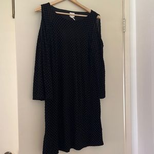 Chico’s cold shoulder velvet cutout black dress-size 1